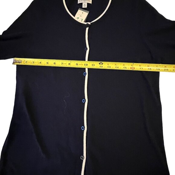Kim Rogers Med Cotton Cardigan Sweater Button Front Scoop Neck Blue White NWT - Picture 8 of 14